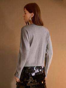 MOTF PREMIUM 灰色贴花长袖修身开衫 - 灰色 - 查看 4