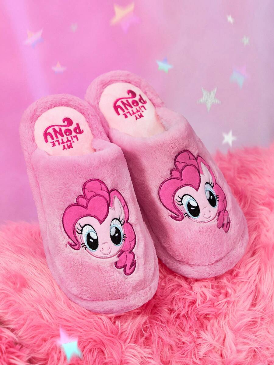 My Little Pony X SHEIN Women's Cute Embroidered Pony Home Slippers, Warm For Autumn/Winter,Gift Ideas