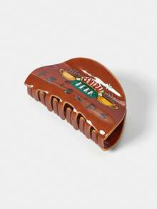 FRIENDS X SHEIN 1件装女士时尚优雅咖啡色半圆形发爪，适合日常佩戴