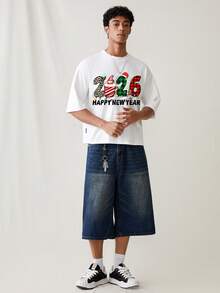 Manfinity VCAY 2026圣诞节图案T恤 男士宽松圆领卫衣 - 白色 - 查看 6