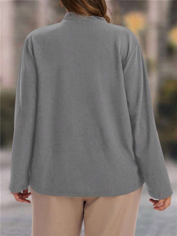 Plus Size Women's Solid Color Long Sleeve Open Front Casual Blazer