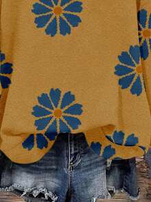 EMERY ROSE Casual Vintage Floral Print Loose Fit Crew Neck Long Sleeve Sweatshirt For Women,Casual - Multicolor - View 5