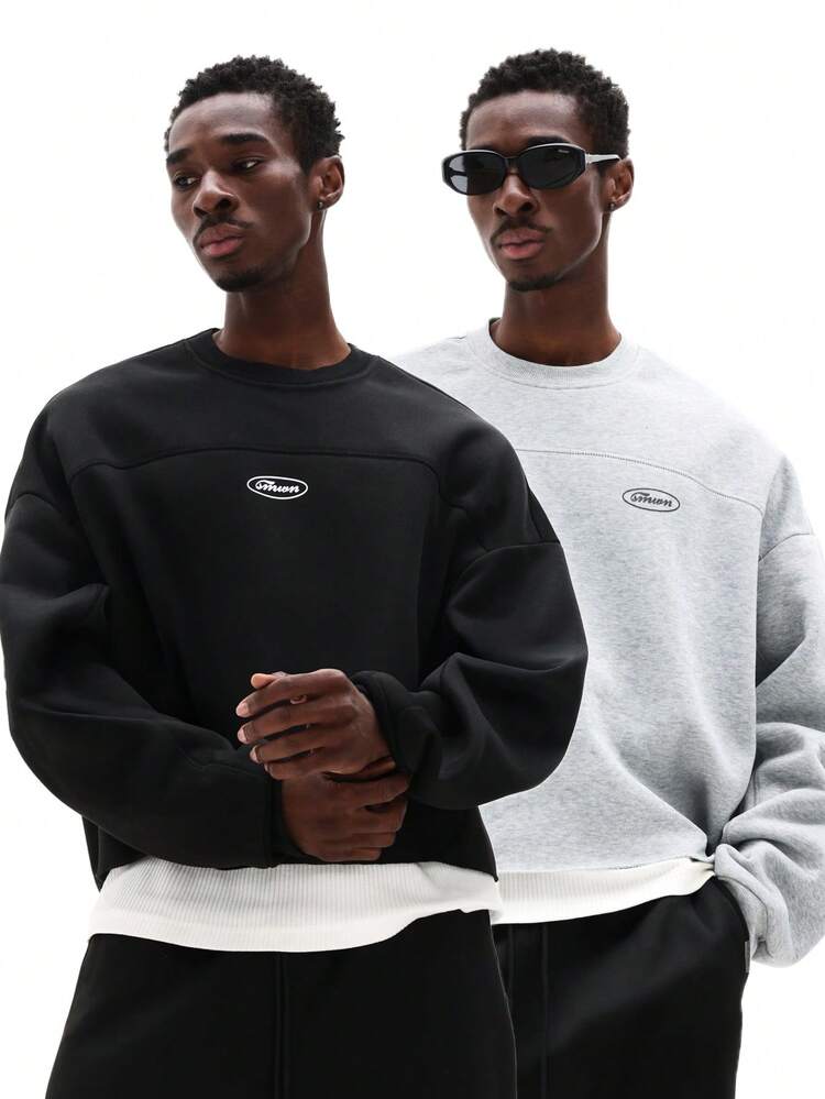 2 Pack Cropped Raw Edge Sweatshirt With Logo