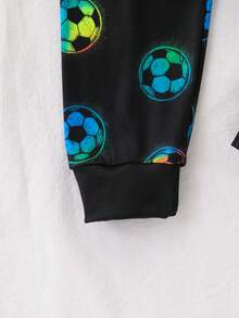 Tween BoyBlack Base Minimalist Blue Print Long Sleeve Snug Fit Loungewear Set - Multicolor - View 4