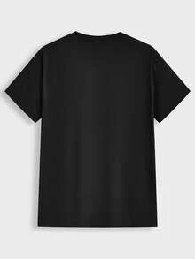 Manfinity Homme 2026 Happy New Year Gold Ribbon Slogan Fashion Casual Print Men's Standard Fit Short Sleeve T-Shirt, Warm Family Atmosphere Matching Parent-Child/Couple - Black - View 5