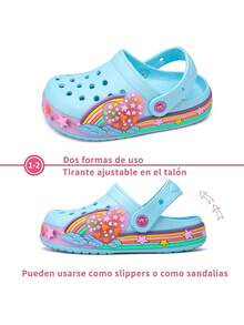 Sandalias chanclas luz LED de verano invierno niña comodos para deporte navidad y playa diseño corazon - Celeste - Ver 3