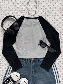 Tween Girls Vintage Race Car Pattern, Teen Girls Casual Minimalist Raglan Sleeve T-Shirt, Suitable For Summer - Grey - View 2