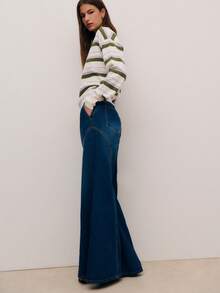 Nöista 休闲深色水洗阔腿牛仔裤，采用修身剪裁，拉长身形。是春假穿搭的时尚基础单品，可轻松搭配毛衣、衬衫和日常上衣，打造摩登简约的造型。 - 藍色 - 查看 3