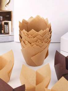 50 Stücke/Set Papier Kuchenförmchen, moderne einfarbige Cupcake Papierförmchen für Küche und Schule - Verschiedenfarbig - Übersicht 6