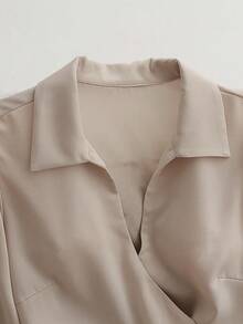 Franclia 优雅时尚闪亮面料上衣和褶皱中长裙两件套，适合分层穿着或单独穿着，秋冬