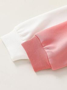 两件装女童休闲百搭舒适毛绒内衬圆领宽松长袖套头卫衣，两种款式各一件，适合通勤、上学、日常休闲、旅行、运动、秋冬季穿着。 - 粉色 - 查看 5