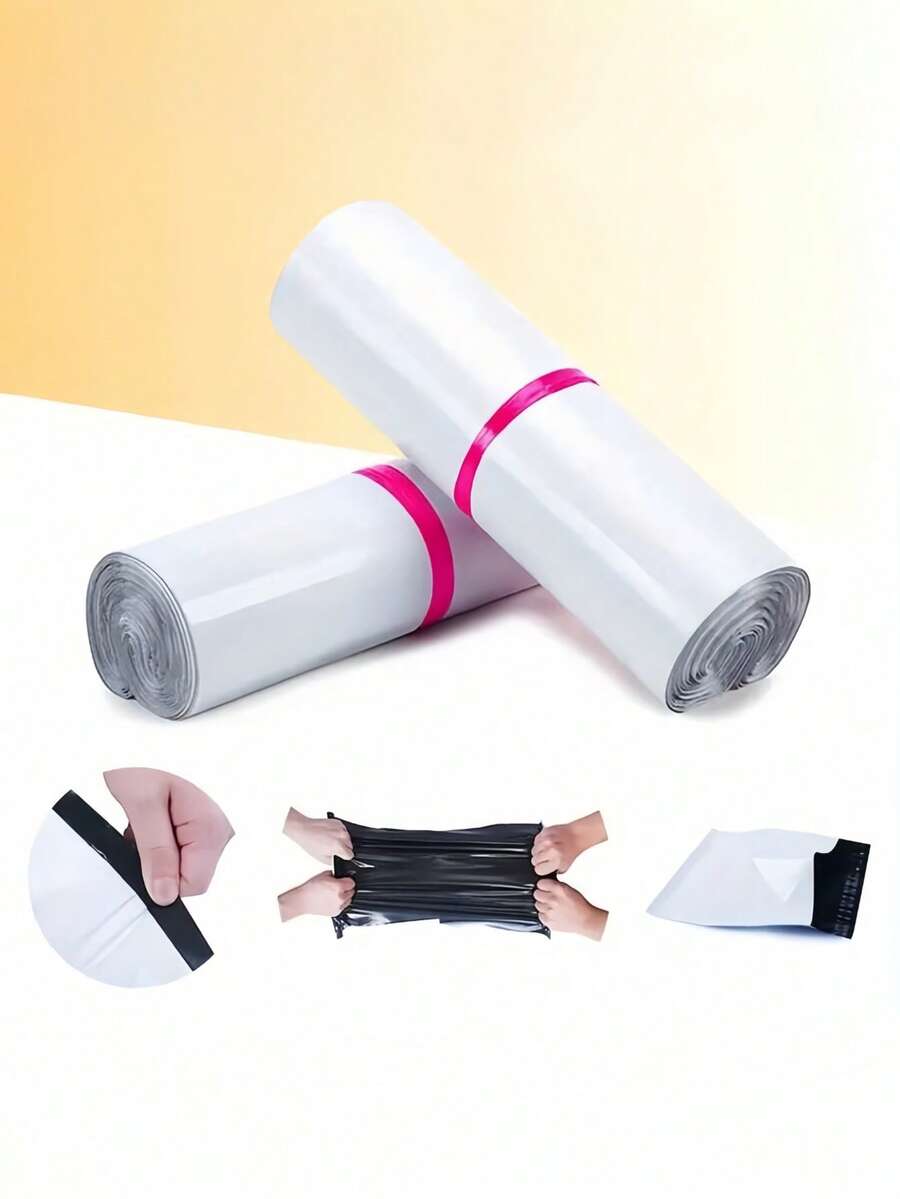 100 buc/set Saci poștali autoadezivi groși, albi, noi, pentru curier, potriviți pentru transport, expediere poștală și ambalaje comerciale