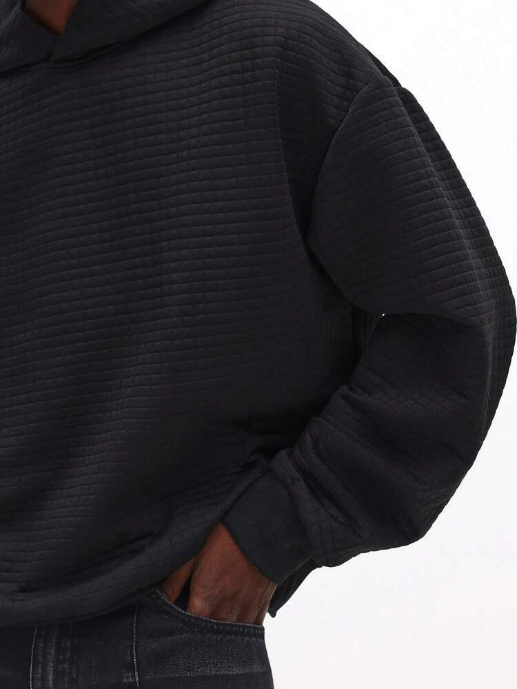 ドローストリング付きリブニットプルオーバーパーカー