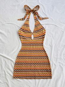 Soleia 女士休闲度假、海滩婚礼宾客、毕业典礼、早午餐、圣帕特里克节、春假、复活节、音乐节、优雅波西米亚风、热带风情优雅无肩带露背迷你连衣裙，适合办公室/工作场合 - 彩色 - 查看 4