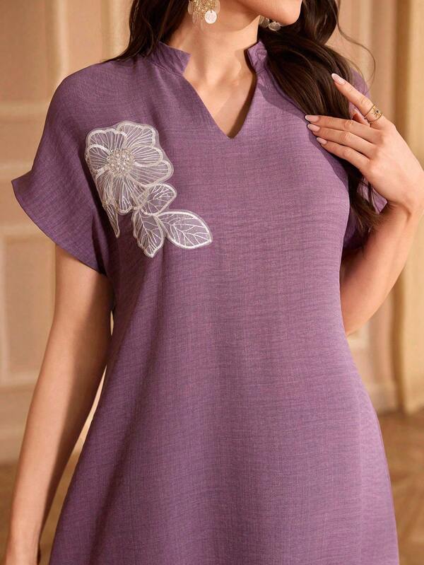 Al Najma Floral Decor Elegant Collared Everyday Dress