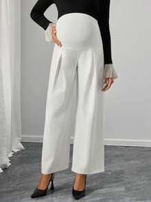 Momance Maternity Fashionable Versatile Solid Color Wide Leg Pants
