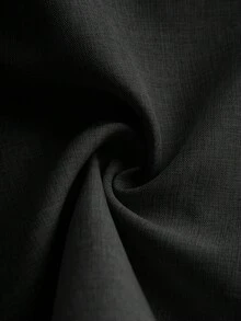 SHEIN MOD 大尺碼圓領無袖對比飾邊蝴蝶結裝飾收腰喇叭下擺黑色休閒洋裝 - 黑色 - 查看 5
