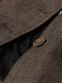 Aveloria Modichic Áo khoác len xương cá nữ, nút nhung kim loại dày, trang trí eo, áo khoác blazer thường ngày, trang phục công sở thanh lịch - Cà phê nâu - Xem 7