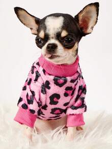 PETSIN 1 Leopard Print Flannel Pet , Thick And Warm Pink Flannel Pet Clothing - Pink - View 1