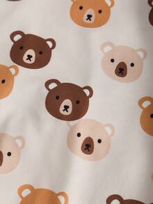 4 pièces Ensemble nouveau-né, body blanc de bébé avec broderie d'ours mignon + body confortable avec imprimé d'ours adorable + couverture d'emmaillotage blanche + chapeau mignon avec oreilles d'ours , automne/hiver