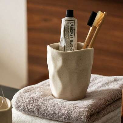 Cirelle 1pc Ceramic Mouthwash Cups And Toothbrush Holders Are Durable Bathroom Decorations, Including Mouthwash Cups And Trays, Suitable For Home, Hotel Or Family Dormitory Bathrooms. Bathroom Decorations And Accessories, Essential Items For Hotel Bathrooms, Modern Bathroom Accessories