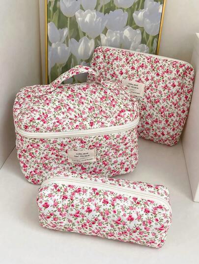 1 Túi đựng đồ trang điểm đa năng họa tiết hoa hồng đỏ, thời trang và giản dị, dung tích lớn, có khóa kéo, đựng đồ du lịch, đựng đồ dùng văn phòng phẩm, túi đựng mỹ phẩm thiết yếu cho kỳ nghỉ, có dây