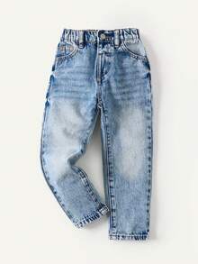 Maija Kids Maija Kids 男童浅蓝色休闲牛仔裤，带口袋 - 淺色水洗藍 - 查看 4