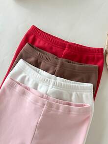 4件套女婴可爱休闲针织爱心图案裤，秋冬季百搭 - 彩色 - 查看 4