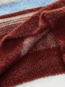 ROMWE MEN Street Life 男士休闲仿毛皮条纹毛衣，秋冬季 - 彩色 - 查看 5