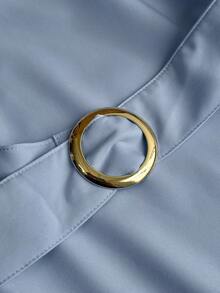 Maweii Váy xòe dáng rộng, có đai lưng kim loại có thể tháo rời, thoải mái và tôn dáng, mùa xuân/hè/thu - Màu xanh nhạt - Xem 6