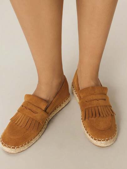 Styleloop Women's Casual Flat Slip-On Shoes With Tassel Design, For Daily Wear