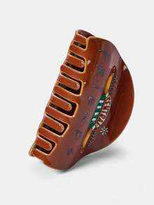 FRIENDS X SHEIN 1件装女士时尚优雅咖啡色半圆形发爪，适合日常佩戴