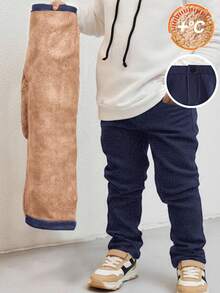 TaviRue 男童休闲直筒保暖裤，适合上学、花园活动、生日、秋季、万圣节、圣诞节、感恩节等各种场合穿着。这款保暖裤也可作为冬季运动裤或休闲裤穿着。