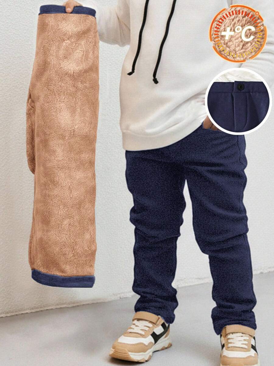 TaviRue 男童休闲直筒保暖裤，适合上学、花园活动、生日、秋季、万圣节、圣诞节、感恩节等各种场合穿着。这款保暖裤也可作为冬季运动裤或休闲裤穿着。