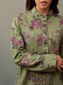 WESTFADE 高领纽扣前襟长袖100%纯棉牛仔印花迷你连衣裙，波西米亚风，适合秋季、秋冬季及乡村音乐会穿着 - 彩色 - 查看 6