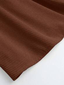 GlowEve 女士灯芯绒腰部修身喇叭休闲日常百搭杏色连衣裙 - 棕色 - 查看 5