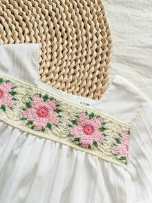 Vintaside Kids 女婴钩针编织图案：圆领长袖衬衫和裤子休闲套装 - 淺粉色 - 查看 7