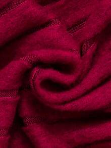 Girls' Retro Sweet Vertical Striped Dress, Collar Pearl Button Waist Pleated Skirt (With Lace Chain Pearl Small Bag) - Burgundy - View 6