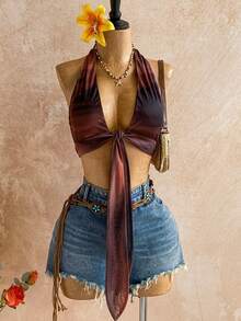 Soleia Áo hở lưng hở lưng in họa tiết tie-dye gợi cảm cho nữ - Nhiều màu - Xem 7