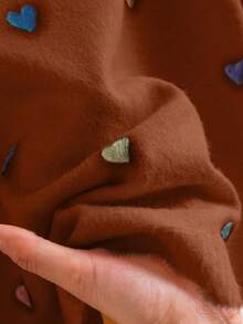 CosyJoli Plus Size Women Casual Fancy Heart & Peach Graphic Long Sleeve Sweater In Fall/Winter/Valentine's Day - Brown - View 6