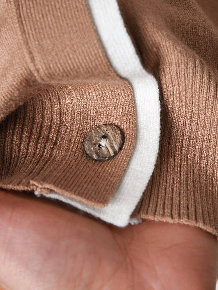 Women's Autumn Single-Breasted Casual Knit Cardigan  Brown Top  Clothes For New Year  Winter Clothes For Women Autumn Winter Women New Year Look  Winter Clothes For Women