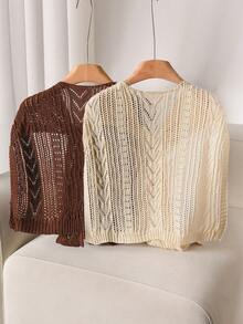 CosyJoli مجموعة شالات مافوقية مُحاكة مقاسات كبيرة للنساء، بتصميم بسيط وأنيق - متعدد الألوان - مشاهدة 2