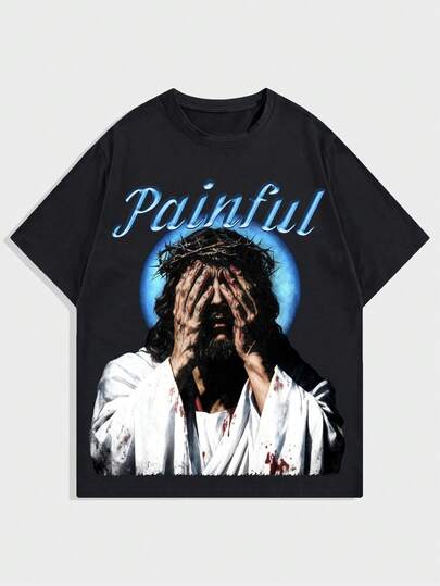 Anime Men's Casual Religious Character Graphic Print Short Sleeve T-Shirt, Summer