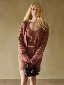 MOTF STUDIO FALL WINTER SOLID CROP RIBBED KNIT TOP - Baby Pink - View 5