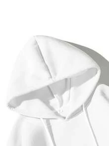 RueChic Men Italy Letter Printed Cottonline Basic Regular Hoodie - White - View 7