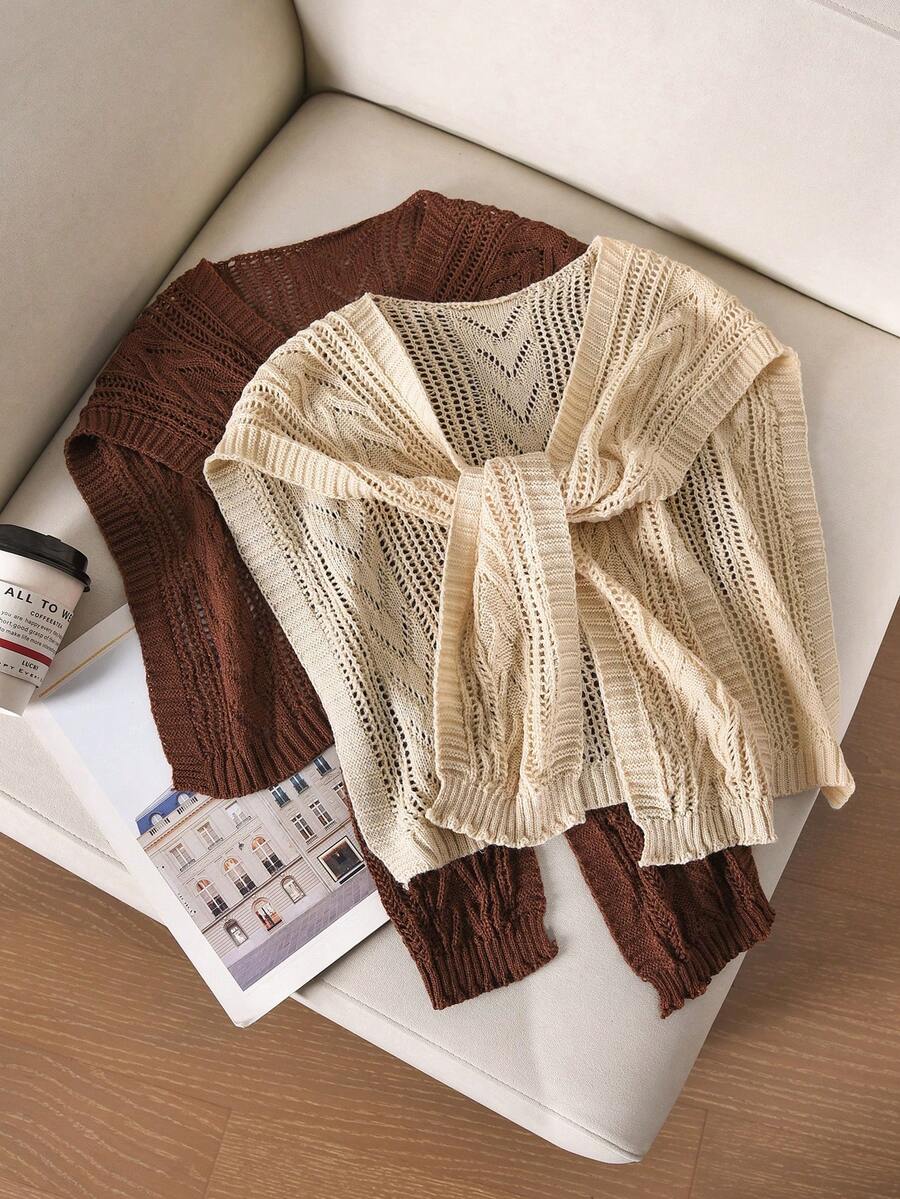 CosyJoli مجموعة شالات مافوقية مُحاكة مقاسات كبيرة للنساء، بتصميم بسيط وأنيق - متعدد الألوان - مشاهدة 1