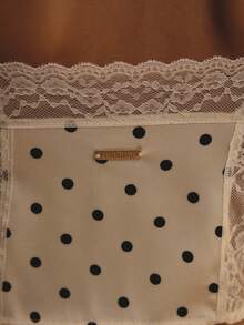 Aralina Sleepwear Women's Spot Printed Satin Lace Trim Button Through Cami And Short Matching Set , Christmas And Valentine's Cute Pajamas - Apricot - View 5