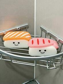 Joivida 可爱寿司造型沐浴海绵球 - 柔软 - 主题沐浴洁面海绵球，敏感肌米色，糯米团子和寿司卷/寿司卷造型，沐浴配件礼品