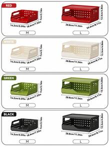 Joivida 1 Giỏ đựng đồ bằng nhựa Macron nhiều màu sắc có thể gấp gọn, hoàn hảo để cất giữ và sử dụng hàng ngày, dễ dàng lắp ráp, có thể sử dụng trong nhà bếp, phòng tắm, văn phòng, phòng khách, lớp học, nhà ở - Nhiều màu - Xem 3