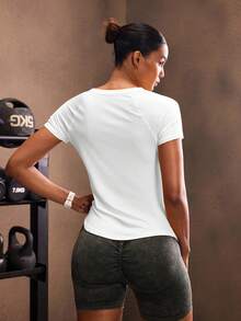 Powerista Camiseta Deportiva De Manga Raglán Con Inserciones De Malla - Blanco - Ver 2